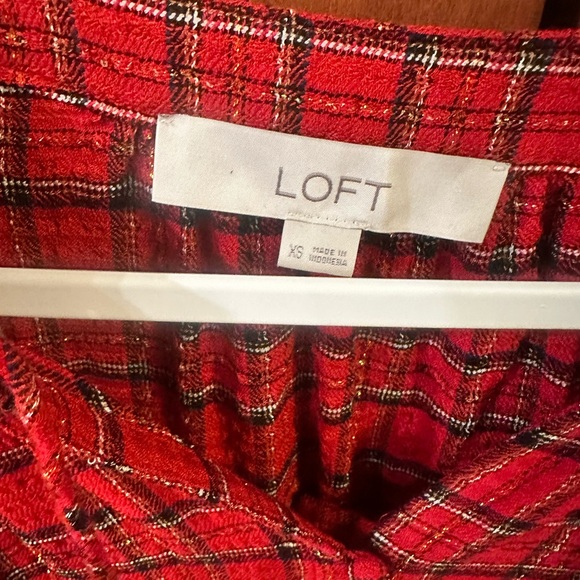 Women’s Red Plaid Peplum Top - Picture 2 of 7